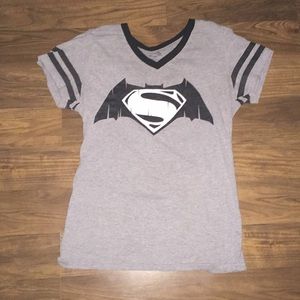 Gray Batman and Spiderman shirt